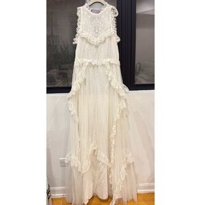 Ulla Johnson Ivory Lace Ruffle Maxi Dress